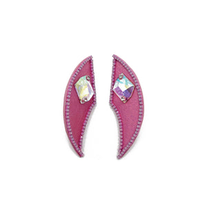 "Barbie"Pink Leather Dager Earrings