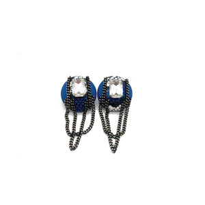 "Oval Office" Blue Snakeskin Earrings