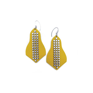 "Taxi" Yellow Leather Earrings