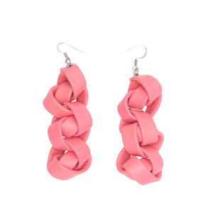 Pink Leather Earrings Chain Breakers "Prissy" - Lobe' Dangle