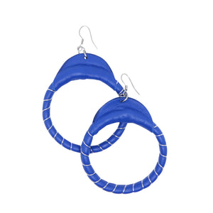 Blue Leather Hoops Earrings by Lobe'™ - Lobe' Dangle