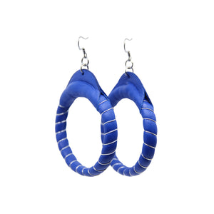 Blue Leather Hoops Earrings by Lobe'™ - Lobe' Dangle