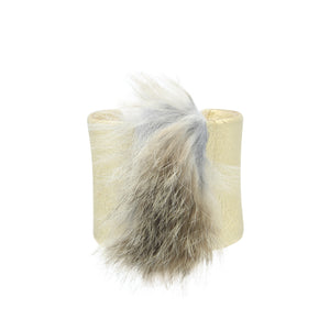 Gold Leather and Fur Cuff Bracelet "Moscow" - Lobe' Dangle