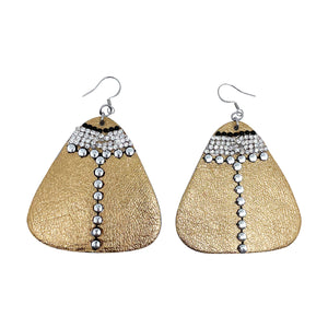 Gold Leather Earrings by Lobe' Dangle