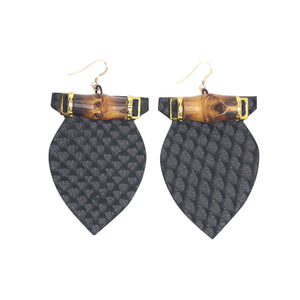 Black Leather Earrings “Autumn” - Lobe' Dangle