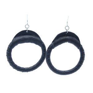 Black Leather Hoops Earrings by Lobe™ - Lobe' Dangle