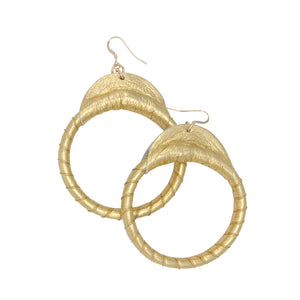 Gold Leather Hoops Earrings by Lobe™ - Lobe' Dangle