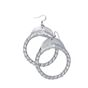 Silver Leather Hoops Earrings by Lobe™ - Lobe' Dangle