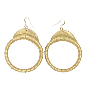 Gold Leather Hoops Earrings by Lobe™ - Lobe' Dangle