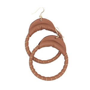 Camel Leather Hoops Earrings by Lobe'™ - Lobe' Dangle