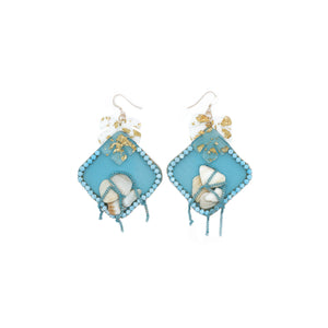 Sea Blue Leather Leaf Earrings ”Ft. Laud 2” - Lobe' Dangle