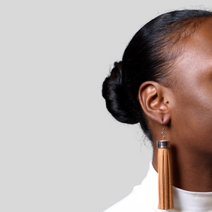 Tan 2025 tassel earrings