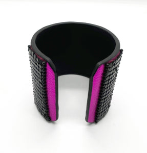 Pink Metallic Leather Cuff Bracelet "Smitten" - Lobe' Dangle