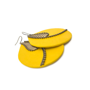 Yellow Leather Earrings "Mornin Glory" - Lobe' Dangle